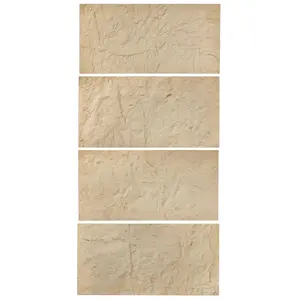 fathersdaygift VEVOR 3D Wall Panels, 4 Pack 48x 24 in PU Natural Stone Imitation Wall Art Tiles, 32 Sq. Ft Coverage Accent Wall Panel, Interior Home Decor for Ceiling, Bedroom, Living Gaming Room, Stone Yellow