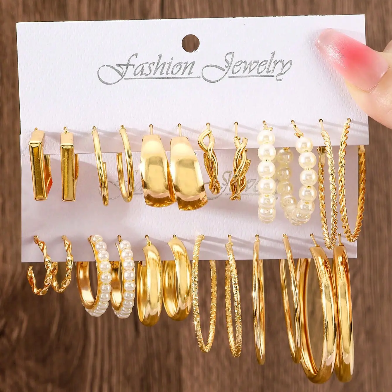 Women’s 12-Pair Alloy Gold Plated Hoops Shape Earrings Set - Flower, Mermaid Designs, Large Ear Hoops, Vintage Huggie Style Casual Fashionable Jewelry Accessories for Daily Wear