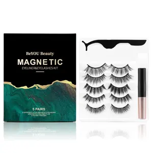 5 pairs Magnetic Eyelashes Kit with eyeliner and tweezers make up / No glue need / Wispy / Cat eye/ Dramatic eyelash / wholesale Cosmetic Makeup