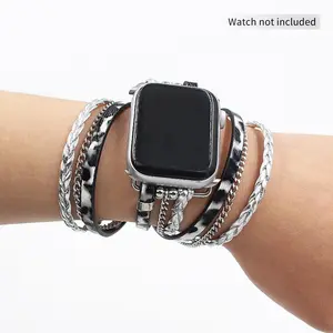 Fashionable Watch Band, 1 Count Stylish Watch Band for Women, Wearable Accessories Compatible with Apple Watch Series, Leather Watch Strap, Smartwatch Strap