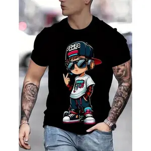 Men's Summer Crew Neck T-Shirt Comfortable Loose Short Sleeve Fashion Retro Casual Print - Men's Novelty 3D Digital Printed Graphic T-Shirt - Features a vibrant streetwear design with fun graphics, machine washable