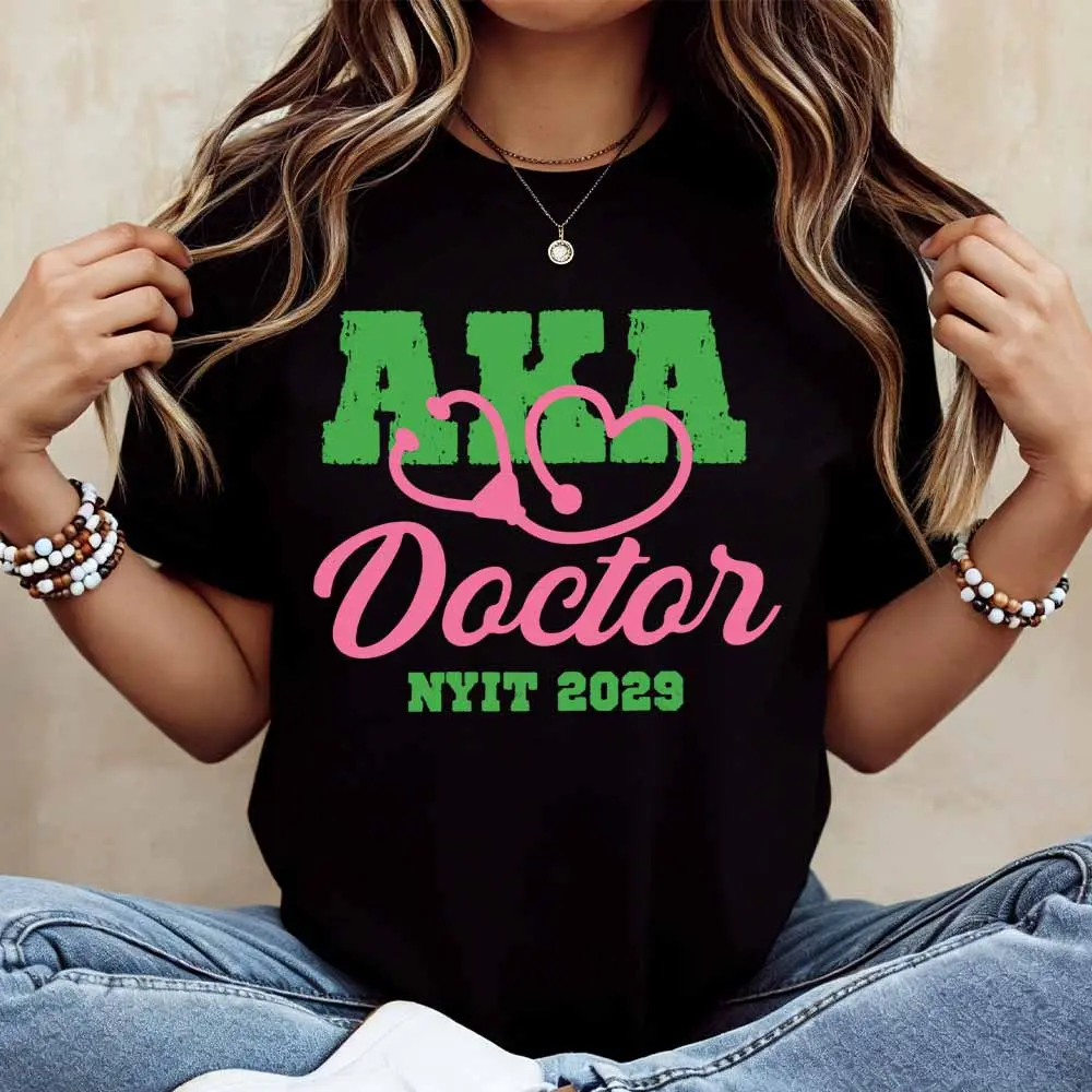 Aka Doctor Nyit 2029 Stethoscope Heart Print T Shirt White Casual Loose Fit Tee For Everyday Wear And Sports Activities
