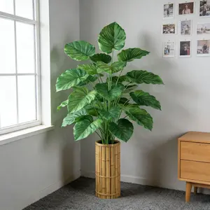 47-75cm Large Artificial Monstera Tree Fake Palm Plants Plastic Maranta Leaf Realistic Turtle Tree Real Touch Palm Leaves For Home Garden Office Indoor Decor Faux Plants