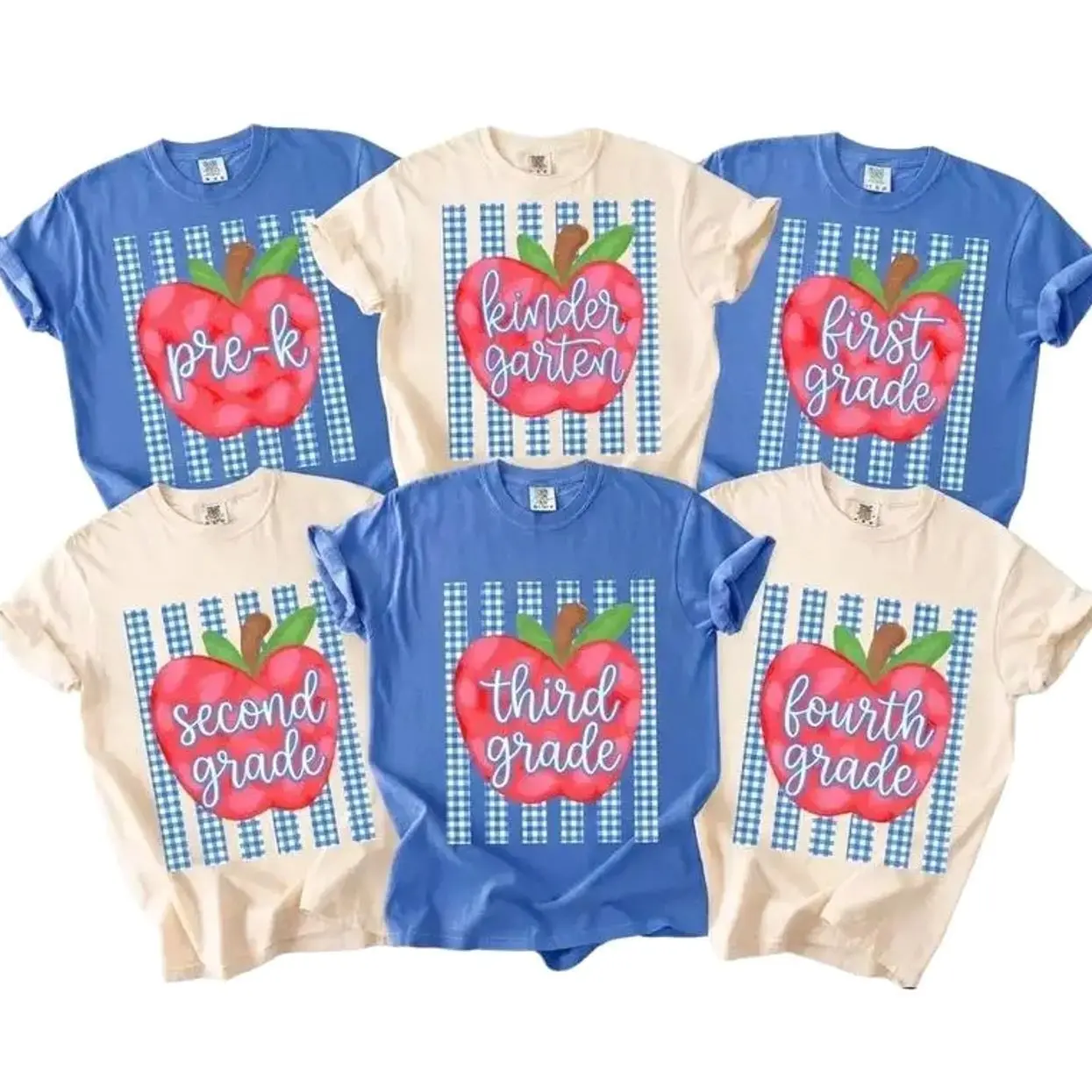 First Day Of School Teacher T-Shirt, Preppy Pink Gingham Apple Graphic Tee, Back To School Apparel For Elementary Teachers SOC