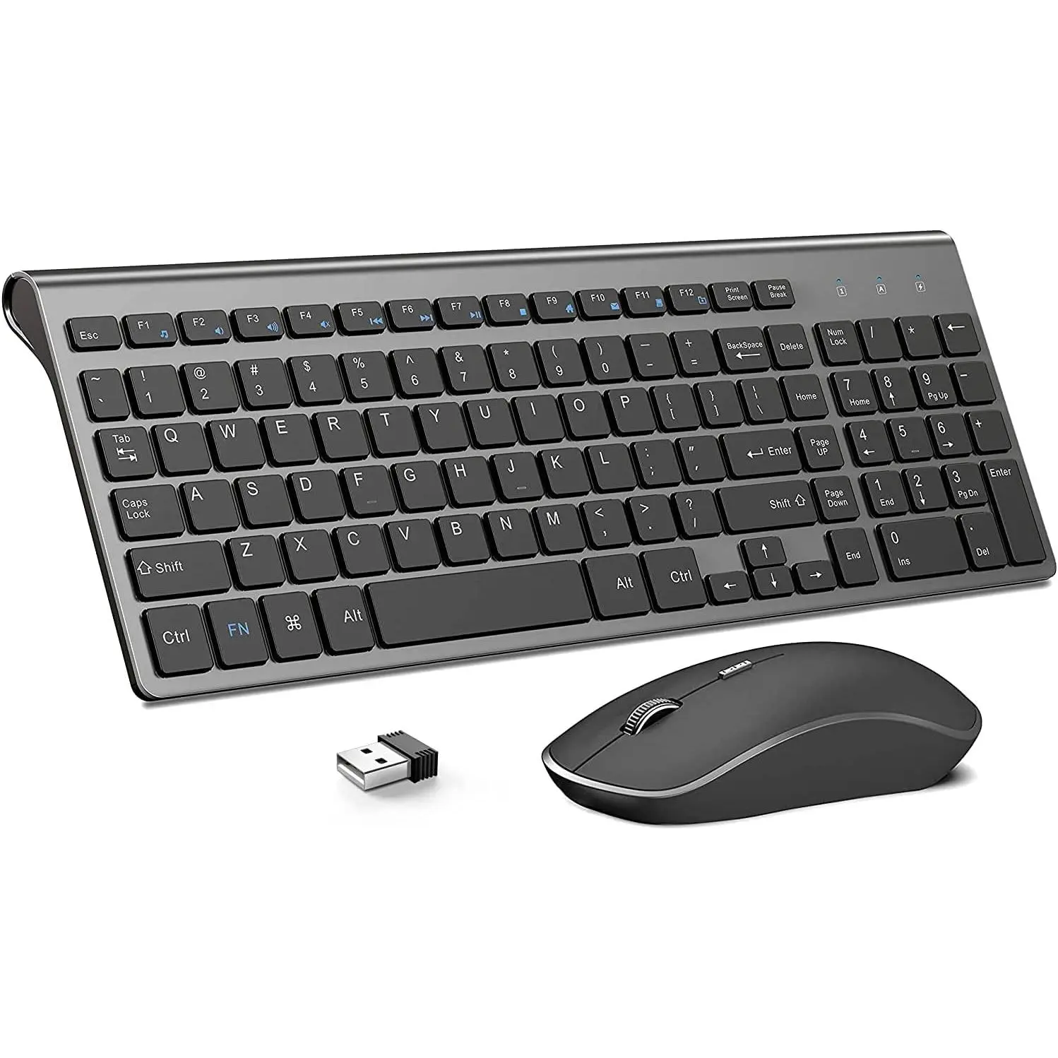 Keyboard and ,2.4G  and Slim  Computer Keyboard  Designed for Windows, PC, Laptop,Tablet - Black Grey
