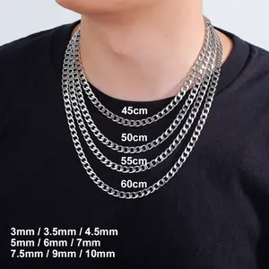 My Shape 3mm-10mm Cuban Chain Stainless Steel Necklaces for Men Male Chains Figaro Box Chain Choker Punk Jewelry 45cm 50cm 60cm 2026 New Gift for you