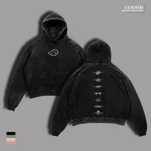 Retro Limited Akatsuki Clan Logo Washed T-Shirt & Hoodie – Naruto Anime Unisex Oversized Heavyweight Cotton Graphic Tee, Naruto Fan Merch, Casual Vintage Streetwear