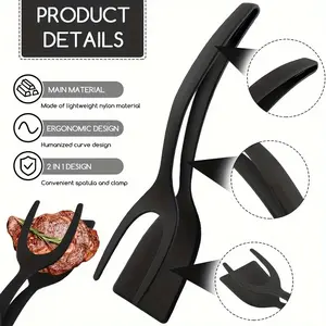 1 piece egg flipper, steak turner, barbecue tongs, 2-in-1 multi-functional spatula and food flipper, toast turner, omelette flipper, flip spatula, pancake turner, kitchen tool, kitchen small tool