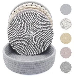 8 Inch Trivets for Hot Dishes, Hot Pots and Pans, Thick Heat Resistant Large Coaster for Kitchen, Hot Pads, Kitchen Essentials, Kitchen Decor for Table & Countertop with Storage Basket, 5 Pcs