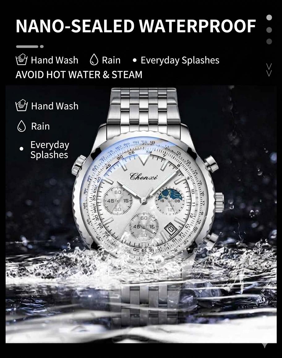 CHENXI Premium Men's Fashion Watch - High Quality Luminous Quartz Movement Multifunctional Water Resistant Sport Business Wristwatch