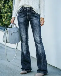 Women's Butt Lifting Bootcut Jeans - Stretchy, Casual, Trendy Flare Leg Jeans with Unique Pocket Design for Fall Winter | Womenswear Bottom