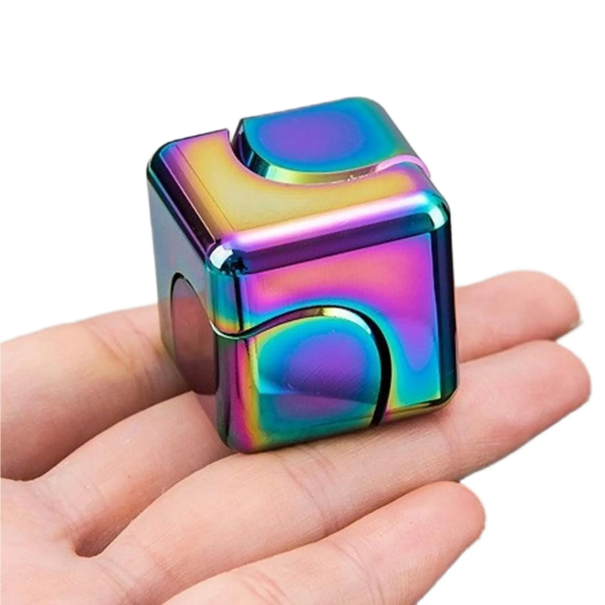 2-in-1 Metal EDC Fidget Slider - Infinity Cube Gyro Desk Gadget, Anxiety Relief Products, Kids Easter Gift, Office Sensory Focus & Relaxation Tool
