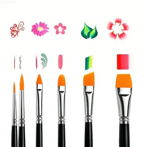 6 Pcs Face Paint Brush Set High Quality Art Brushes for Watercolor Acrylic Oil Painting Nail Art Detailing Tools for Face Body Painting Makeup Enthusiasts