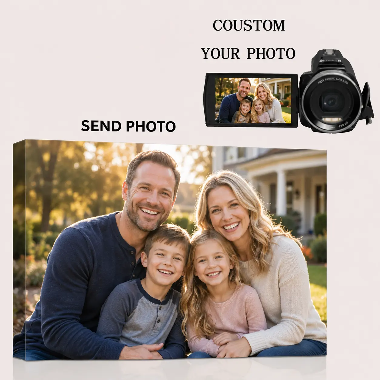 Custom Photo Canvas Painting Frame - Personalized Photo Prints Wall Art, Customizable Digital Printed Home Decor, Thoughtful Birthday Gift to Frame Your Moments with Easy Customization