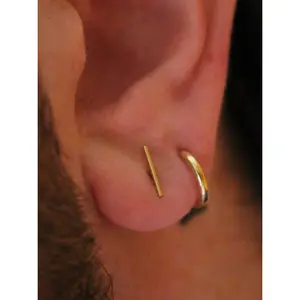 Gold Line Bar Stud Earrings