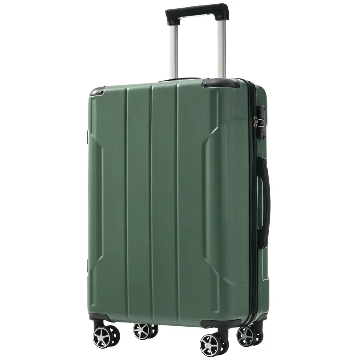24 inch ABS checked luggage, expandable+dual wheel+lightweight, hard shell anti drop, expandable multi pack, smooth and flexible dual wheel turning, practical dual online travel appearance, green