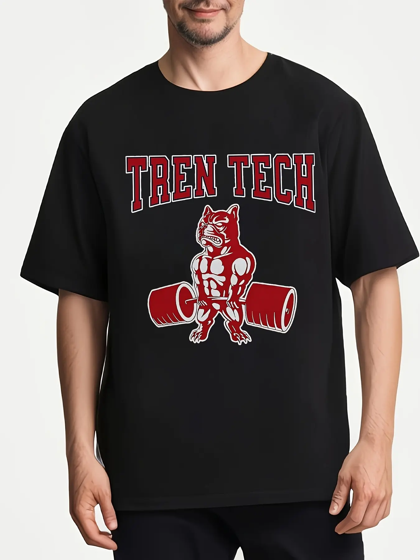 Men'S Tren Tech Gym Bodybuilding T-Shirt - Retro M unisex soft cotton short sleeve t shirt, vintage graphic casual tee for men women teens, perfect birthday holiday gift for camping travel gym daily street  wear