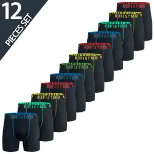 12/8/4 Pack Men's Boxer Briefs - Solid Color with Fine Stripe Design, Men's Long Boxer Briefs (Breathable Polyester Blend, Comfortable Fit, Machine Washable, Random for Teens and Adults) - KJFISTMU Basketball and Cycling Protective Denim