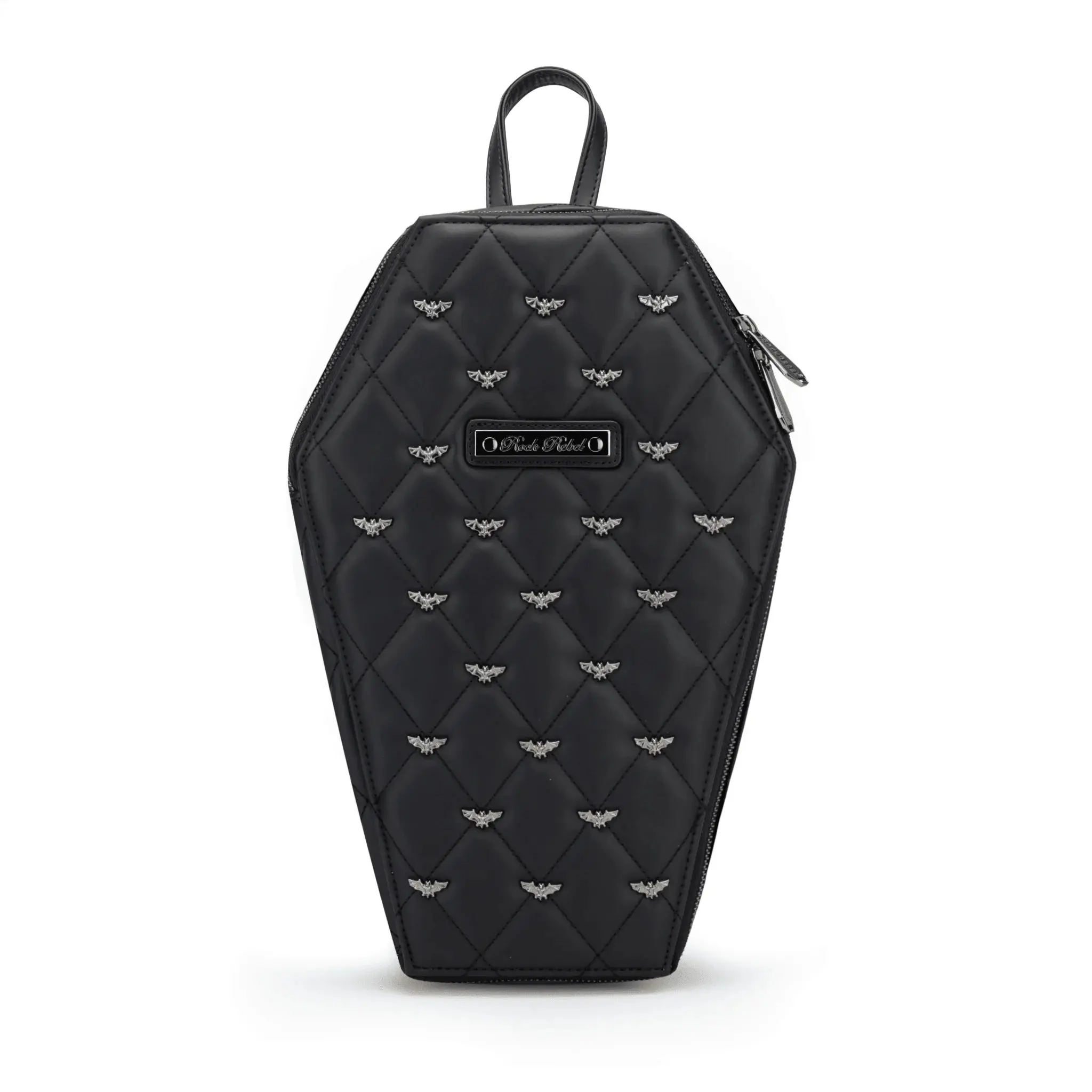 RockRebel Mina Bat Studded Coffin Backpack-Matte Black