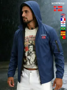 Windproof Jacket, Lightweight Hooded Outdoor Coat, Multiple Pockets Zipper, Ideal for Skiing Hiking Camping Fishing, Perfect Gift for Men