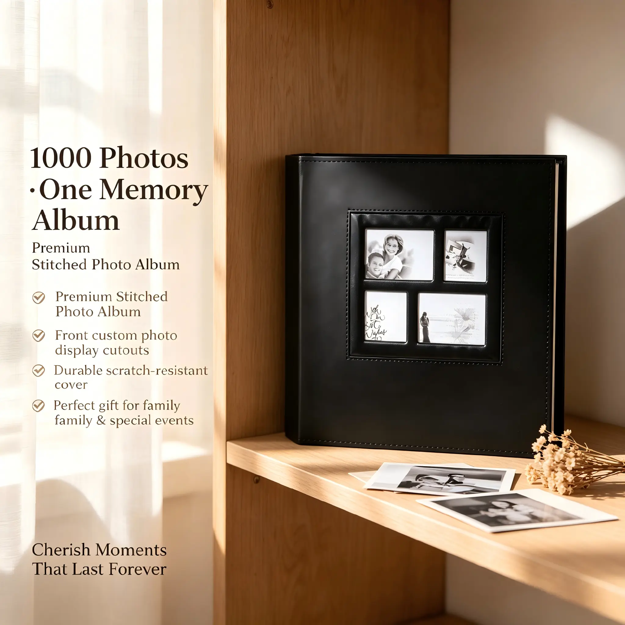 Photo Album 4x6 1000 Pockets Photos, Extra Large Capacity Family Wedding Picture Albums Holds 1000 Horizontal and Vertical Photos Cover Decor Gift Faux Print