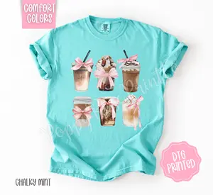 Comfort Colors Coquette Coffee Shirt Aesthetic Iced Coffee Oversized Tshirt Vintage Tee Short Sleeve 100% US Cotton DTG Printed