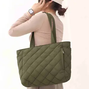 New Rhombus Simple Tote Bag, Large Capacity Daily Commute Handbag, Fashionable Travel Supermarket Shopping Shoulder Bag