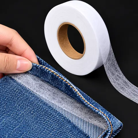 Iron On Fusible Interfacing for Sewing, Double Sided Fabric Tape, 65 Metres x 2cm, No Sew Hemming Tape for Pants, Clothes & Curtains, DIY Clothing Repair
