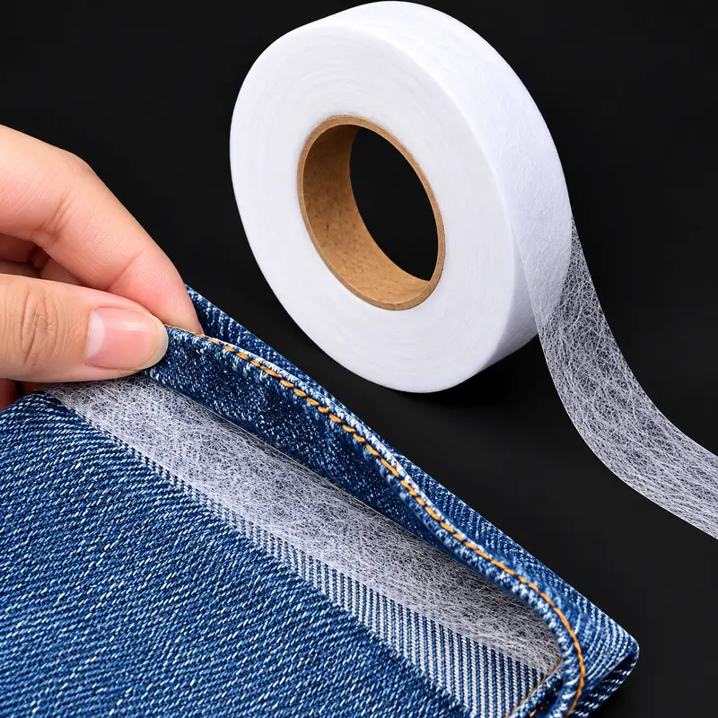 Iron On Fusible Interfacing for Sewing, Double Sided Fabric Tape, 65 Metres x 2cm, No Sew Hemming Tape for Pants, Clothes & Curtains, DIY Clothing Repair