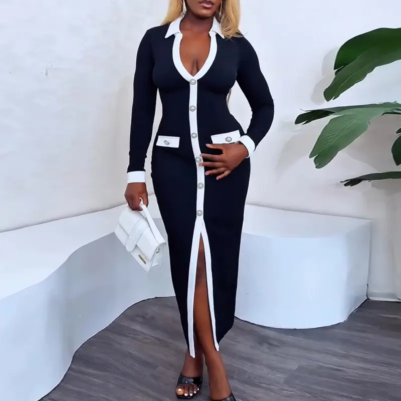 boho winter dress Women Long Sleeve Long Maxi Autumn Winter Dress Elegant Boho Fashion G