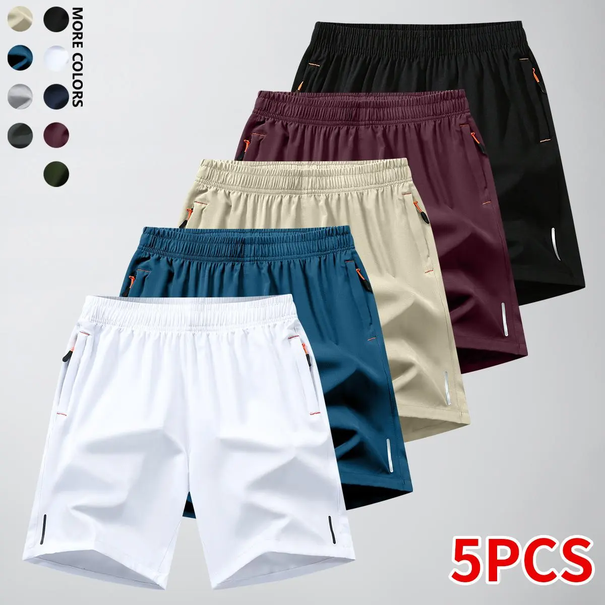 5 Packs Men's Quick Dry Workout Shorts, Elastic Drawstring Waist Athletic Shorts with Zipper Pockets, Breathable Lightweight Sports Pants for Gym, Fitness, Running & Outdoor Activities 5 Packs Men's Quick Dry Workout Shorts, Elastic Drawstring Waist Athletic Shorts with Zipper Pockets, Breathable Lightweight Sports Pants for Gym, Fitness, Running & Outdoor Activities