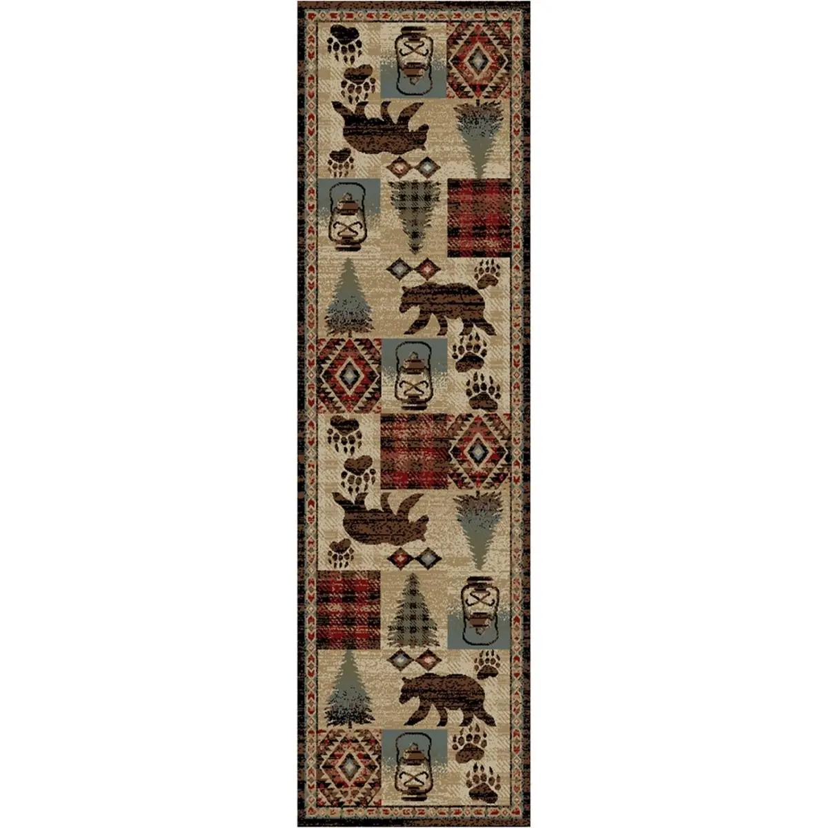 212 MAIN Mayberry Lodge Motif Area Rug, 2ft3in x 7ft7in, Multi-Color, Rustic Look, Stain-Resistant American Destination Cypress Creek Rug