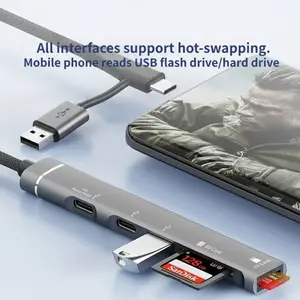 5-in-1 USB Hub TC07 | Type-C & USB-A Interchangeable, SD/Micro SD Reader, High-Speed Data Transfer, Compact Travel Adapter