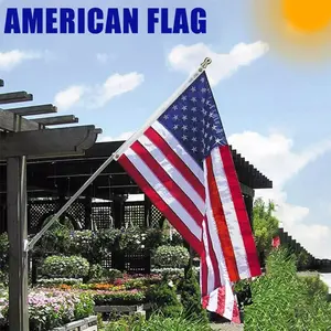 US American Flag 3x5 Luxury Made Embroidered United States Flag, Indoor Outdoor 36"L X 60"W Waterproof Banners Gift Stripe, Decorative Banner, Yard Sign Banner