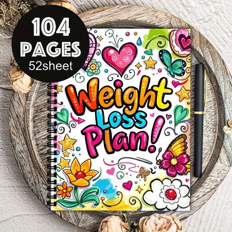 A5 Weight Loss Planner Journal, Fitness Workout and Diet Management Notebook, Beautifully Designed Pages, 104 Pages for Weekly & Daily Plans, Fitness Diary