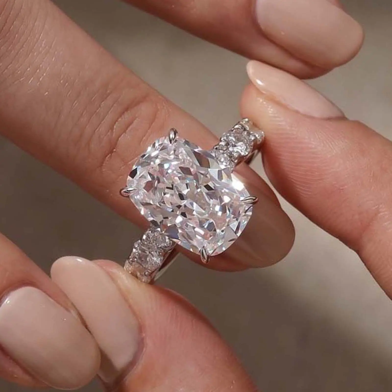 Maxine 9.0ct Elongated Cushion Cut 5A Cubic Zirconia Engagement Ring - Women's Multi-Occasion Artificial Gemstone Jewelry for Proposal, Wedding, Daily Wear