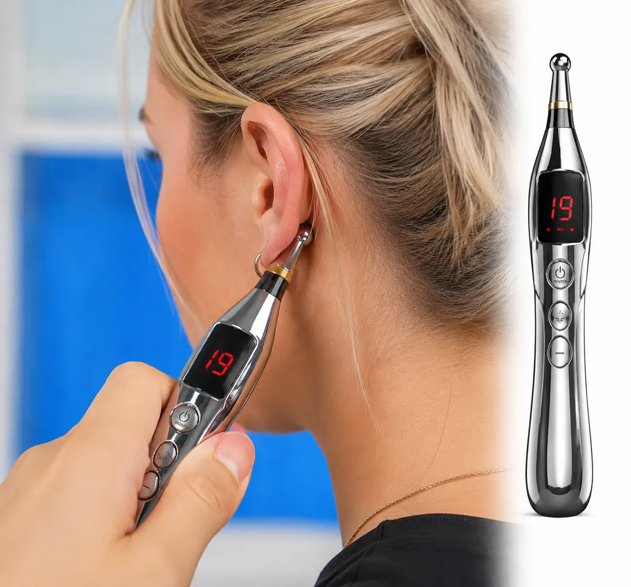 【Buy One Get One】Rechargeable Smart Meridian Pen with 5 Heads – Auto Point Detection Therapy Device- Rechargeable Smart Meridian Pen with 5 Interchangeable Heads, Auto Point Location, Cordless 2-Hour Therapy for Neck, Shoulder, Waist,