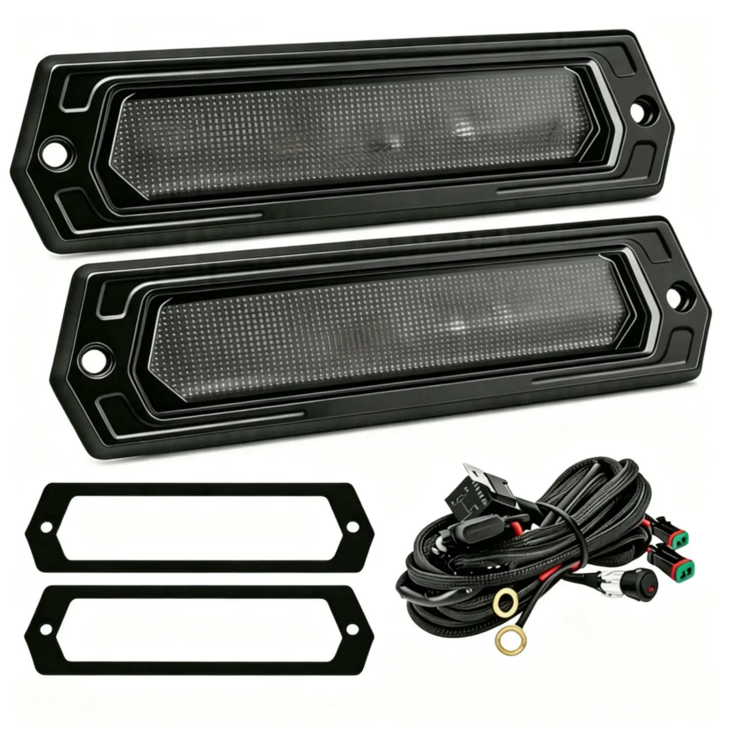 YCHOW-TECH 2PCS 7 Inches Heavy Duty Flush Mount CREE LED Pods - 120W Offroad Lights, 12000 Lumens Flood Beam, Wiring Harness Kit, Aluminum Housing, Honeycomb Lens, Easy Install for Truck/UTV/SUV, Tractor Vehicle Exterior, 12,000 Lumens