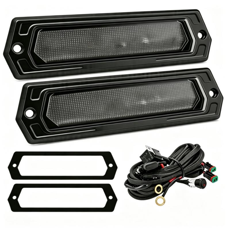 YCHOW-TECH 2PCS 7in Heavy Duty Flush Mount CREE LED Pods - 120W Power Offroad Lights, 9V-30V, 12,000 Lumens Flood Beam, Wiring Harness Kit, Aluminum Housing, Honeycomb Lens, Easy Install, Long Lifespan, Universal Fit for Tractor/Truck/UTV