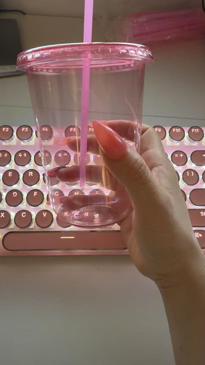 Item: ZK194-16oz-50pink(50pcs with straws)