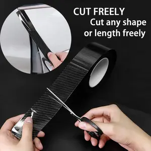 Carbon Fiber Texture Protective Adhesive Tape, Heavy Duty Wear Resistant Waterproof Car Anti-Scratch Edge Guard Film Roll, Universal Auto Exterior Interior Protection Sticker for Door Sill, Car Bumper, Rear Trunk, Body Trim, Easy Peel And Stick