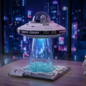 Creative UFO Building Blocks Toy Set, DIY Spaceship Model Kit with Transparent Beam Design, STEM Educational Toy for Kids Adults, Fun Assembly Brick Toy, Perfect Christmas Birthday Gift for Boys Girls Home Desk Display tiktokshopspringglowup