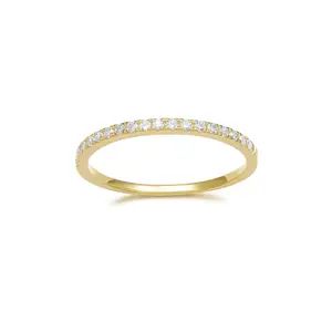 14K Gold Plated CZ Simulated Diamond Stackable Ring 2mm Eternity Bands for Women