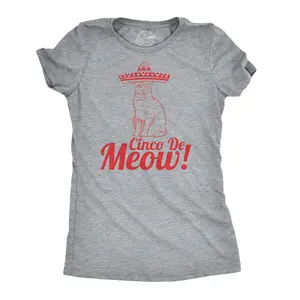 Womens Cinco De Meow T Shirt Funny Cat May 5 Mexico Sombrero Tequila Tee Funny Womens T Shirts Cute Vintage Fashion Casual Ladies T-Shirt Gift Cinco De Mayo Tops for Women Funny Sarcastic Top Women's Novelty Light Grey
