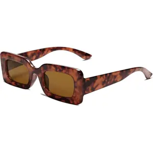 Retro 90s Nude Rectangle Sunglasses Womens Mens Trendy Chunky Glasses