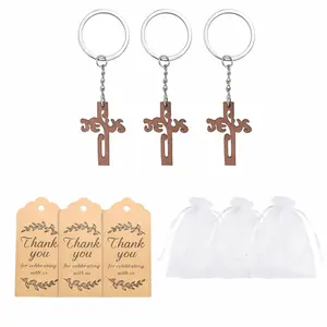 3PCS Jesus Cross Keychain Favors Set with Thank You Tags,Religious Party Gifts for Christian Events, Baby Shower, Party Favors,Easter