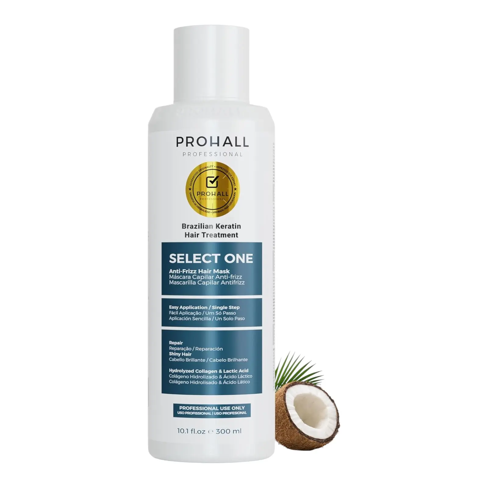 Brazilian Keratin Treatment Blowout Complex PROHALL SELECT ONE 10.1 fl oz 300 ml Formaldehyde Free Keratin Hair Treatment at Home