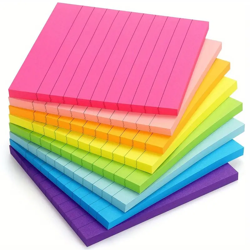 Colorful Sticky Note (8 Pads), Self Adhesive Memo Pad, Sticky Labels, Students Sticky Note Pad, Sticky Notes Set, Stationery Supplies for Home School Office