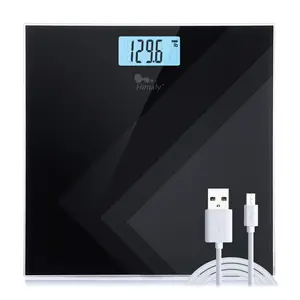 Digital Body Weight Scale, USB Rechargeable Bathroom Scale with Step-On Technology, Back Light Display, Digital Weight Scale, 400Ibs/180kg Capacity, 6mm Tempered Glass