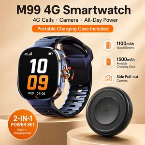 M99 Smartwatch Wearable 4G With 2.4inch Amoled Screen 300W Rotating Camera WIFI GPS Position Compass NFC Bluetooth Multifunctional Smart Watch Men Women